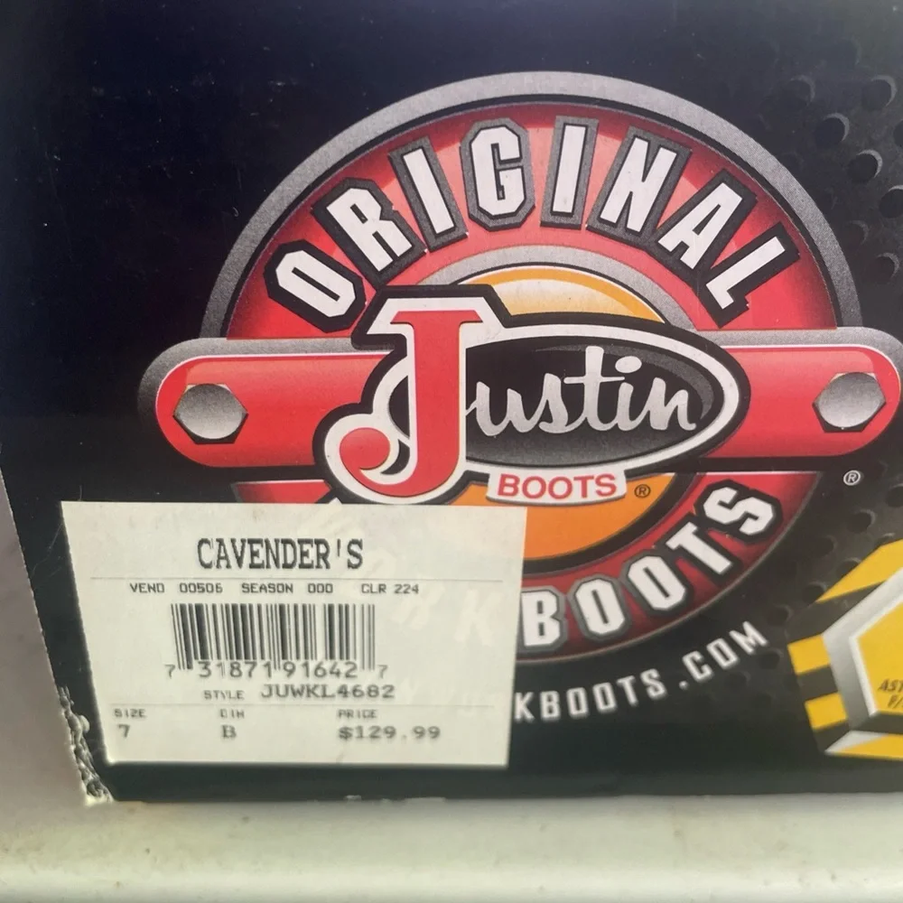Justin Boots Brown Leather Western Work Boots with Red & Yellow Embroidery - Picture 7 of 9